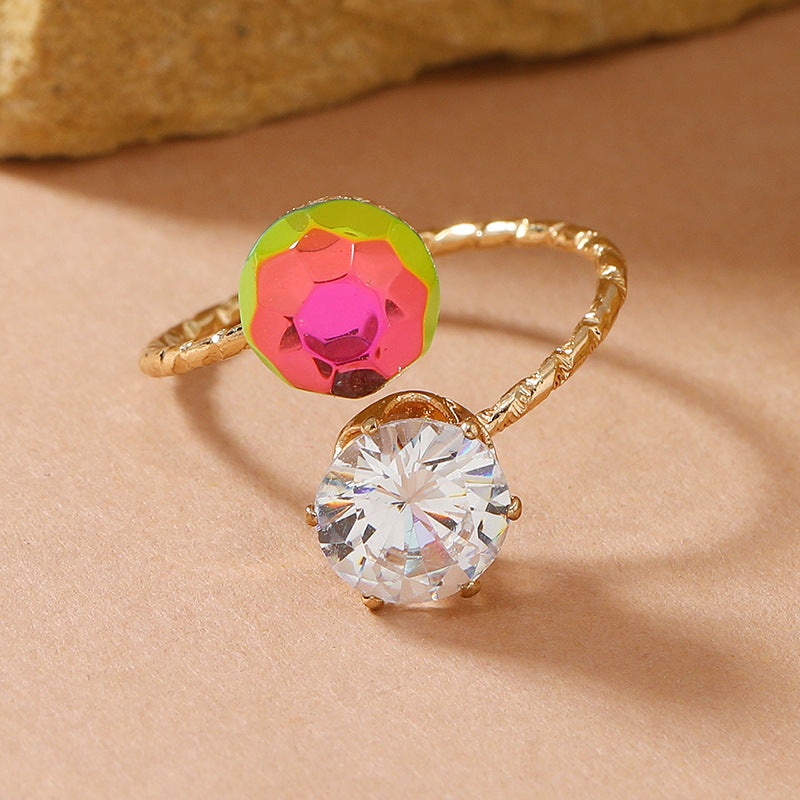 Wholesale Colorful Zircon Crystal Open Ring