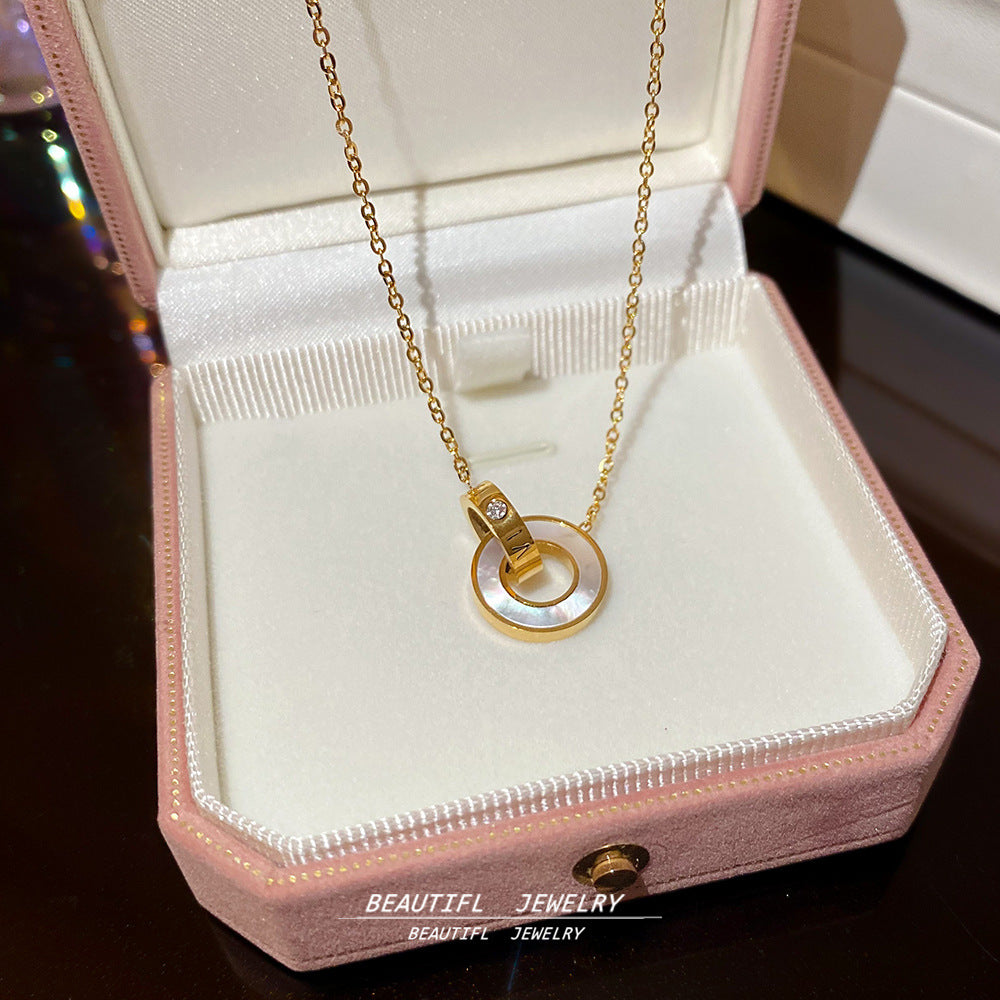 Wholesale Double Ring Titanium Steel Necklace Accessory