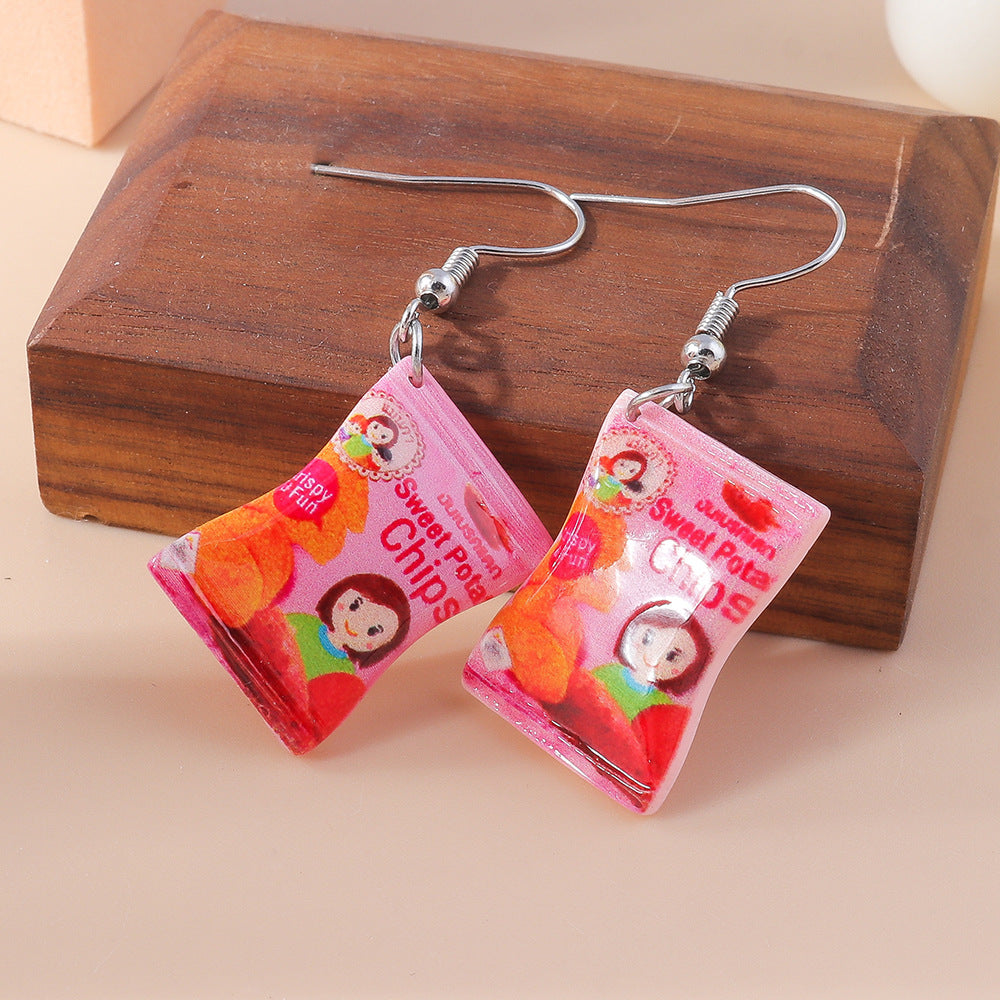 Wholesale Personalized Cartoon Cute Potato Chip Earrings