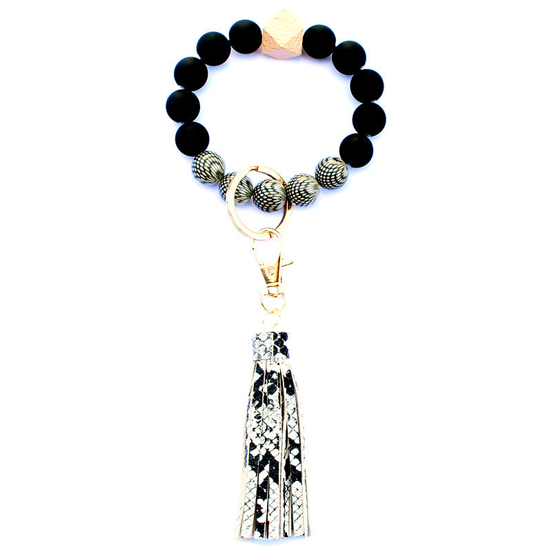 Wholesale Acrylic Beads Wooden Beads PU Tassel Bracelet Keychain