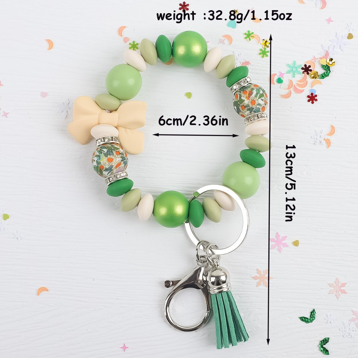Wholesale silicone bead Wrist keychain pendant bag charm bow accessory