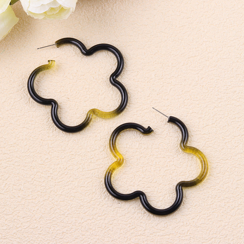 Wholesale Yellow black gradient geometric hollow Acrylic Earrings