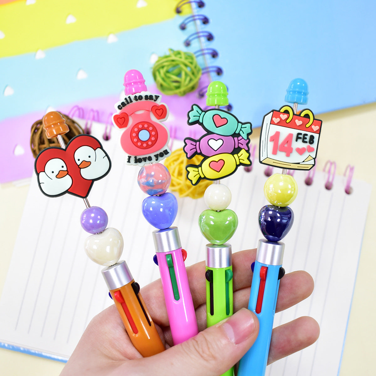 Wholesale Random 100pcs Valentine' s Day series cartoon PVC soft rubber double-sided beads