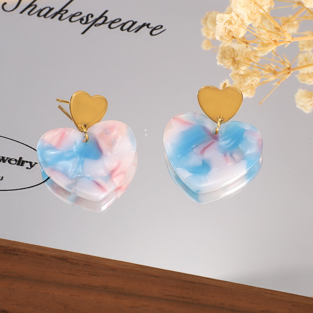 Wholesale Acrylic Stainless Steel Heart-shaped Valentine' s Day Earrings