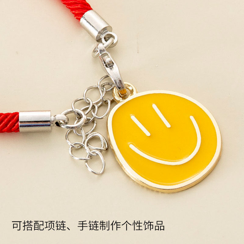 Wholesale Oil Drop Pendant Asymmetrical Funny Smiley Face Pendant Earrings Necklace Personality Pendant DIY Jewelry Accessories