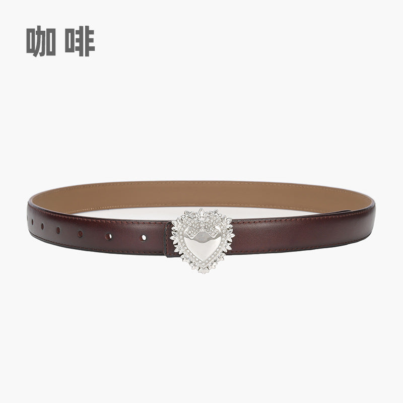 Wholesale Silver Love Buckle Genuine Leather Belt