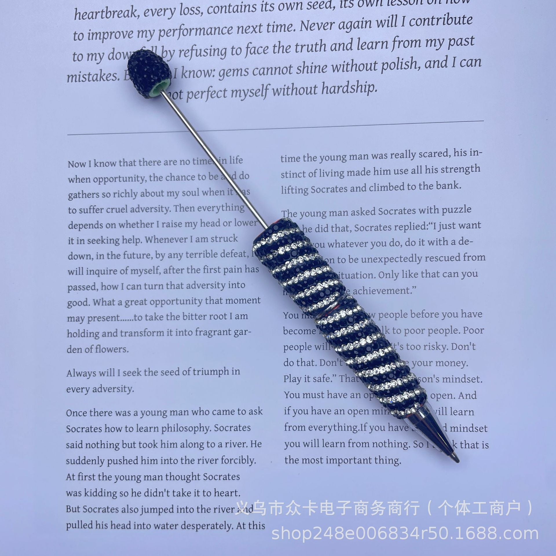 Wholesale 10pcs Stripes and Full Rhinestones Twist-Type  DIY Fancy Beadable Pens