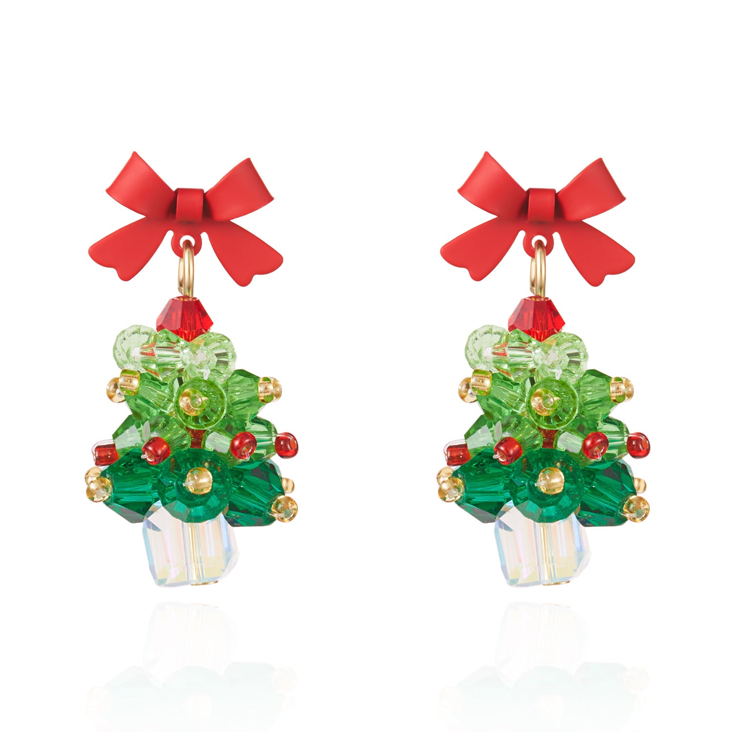Wholesale Colorful diamond Christmas tree earrings