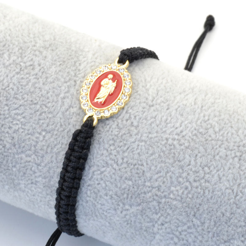 Wholesale Religion Diamond-encrusted Religious Our Lady Woven Bracelet