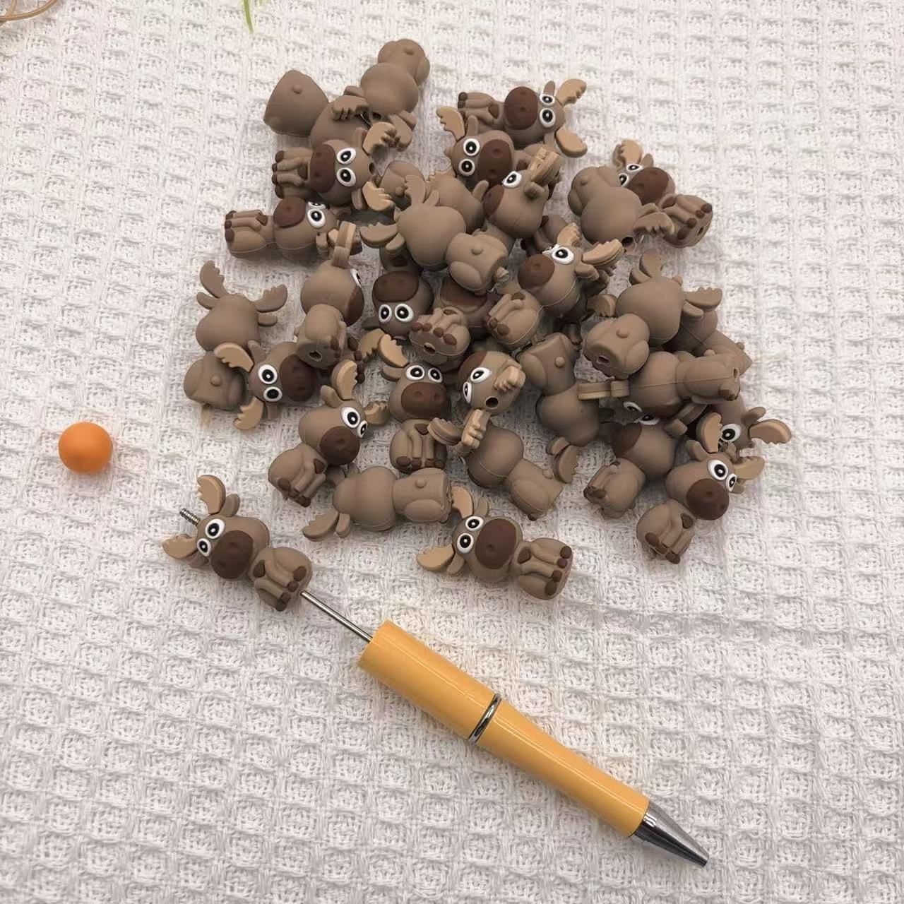 Wholesale New Silicone Creative Beads Cartoon Deer Silicone Beads 10pcs/pack