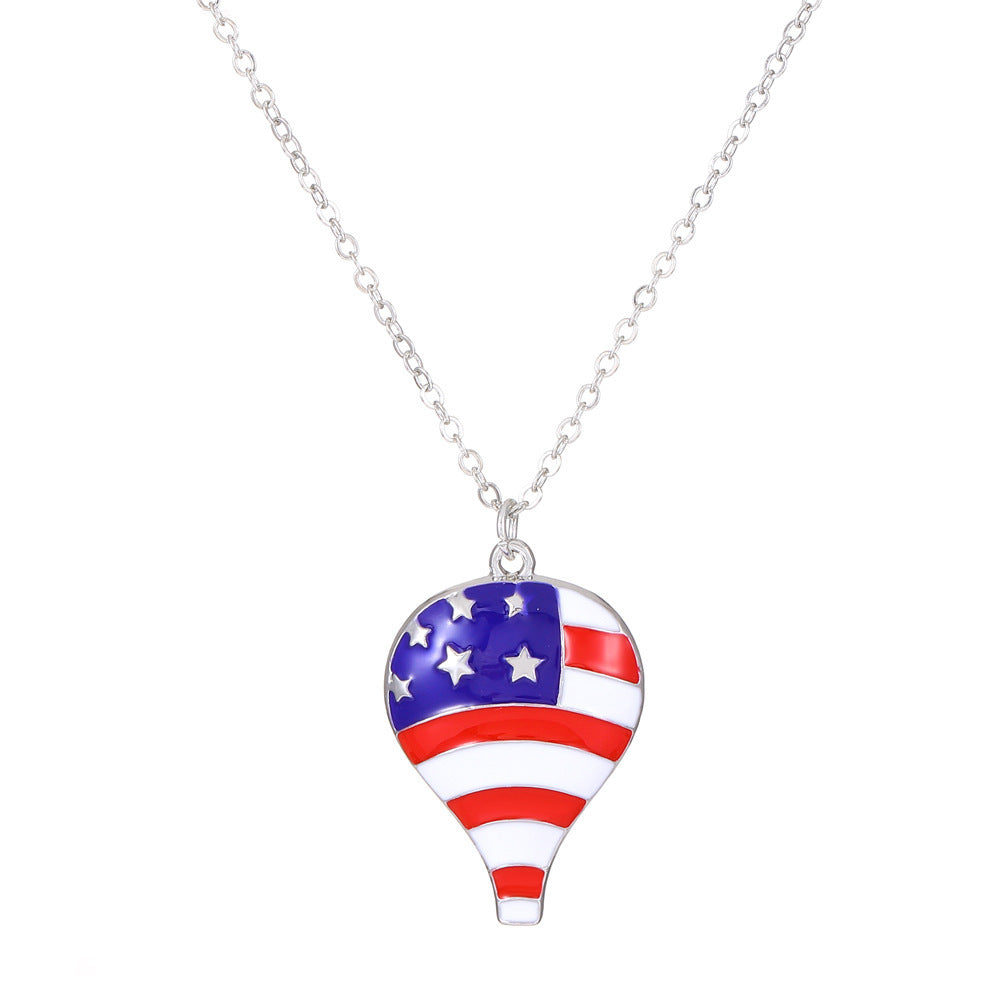 Wholesale American Independence Day Flag Pendant Pentagram Heart Alloy Necklaces