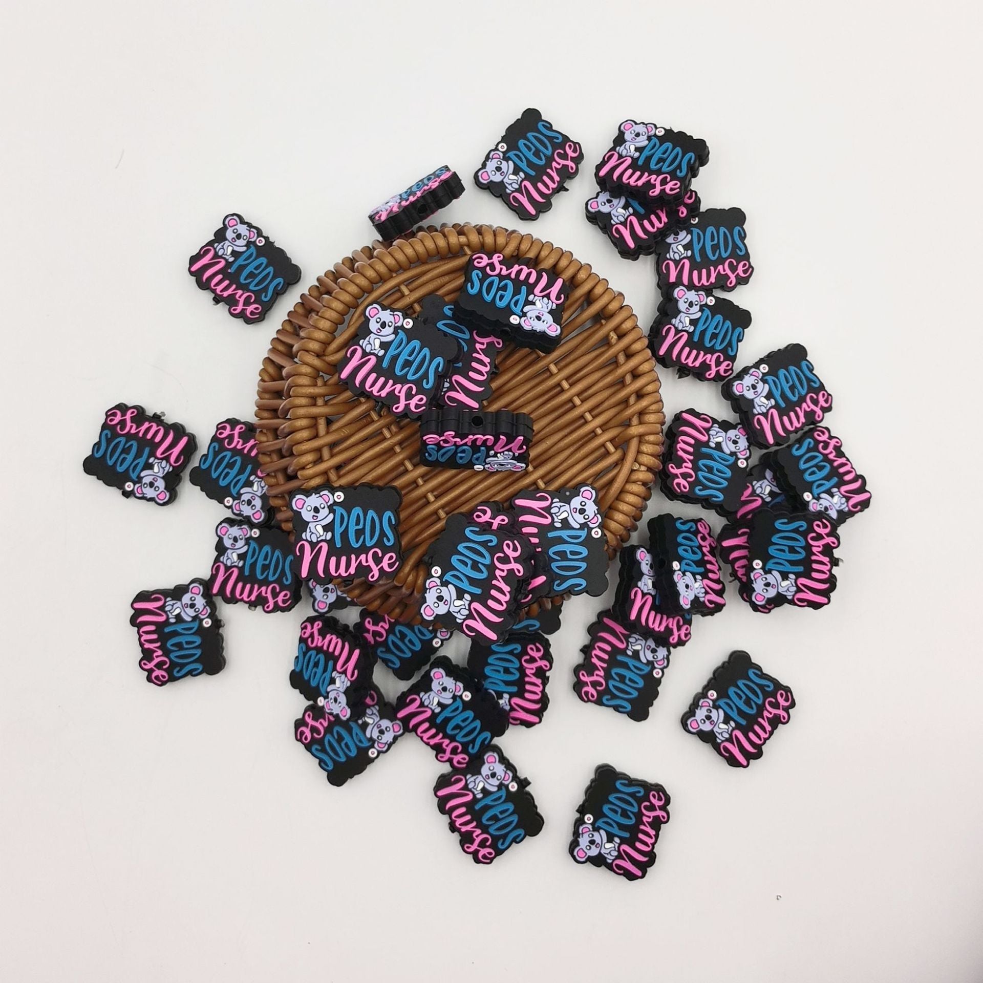 Wholesale 10pcs Cartoon Koala Pattern Letters Silicone Beads