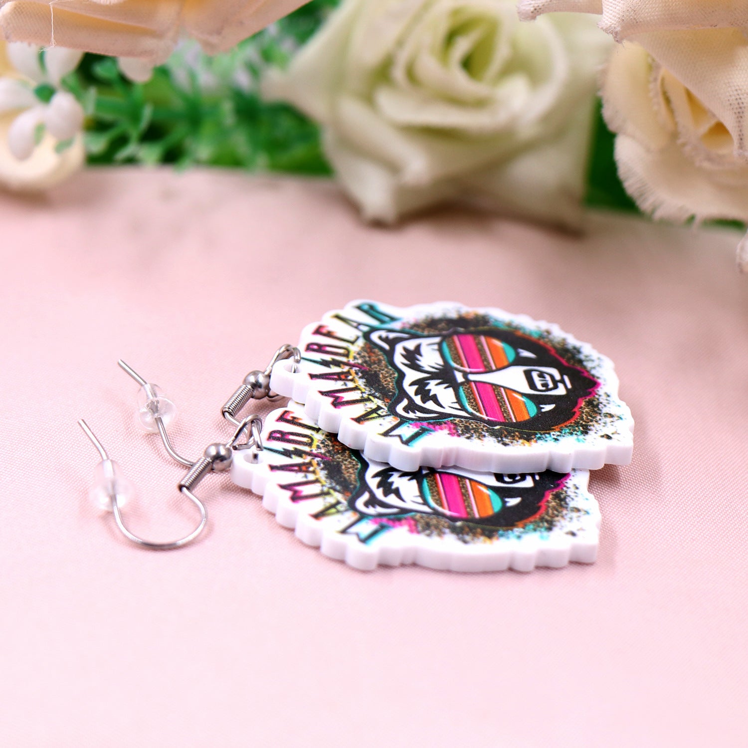 Wholesale Mother's Day Acrylic Lion Mama Earrings