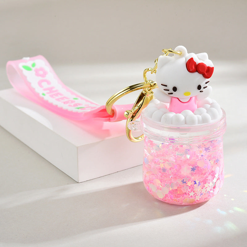 Wholesale Acrylic flowing sand bottle bag keychain