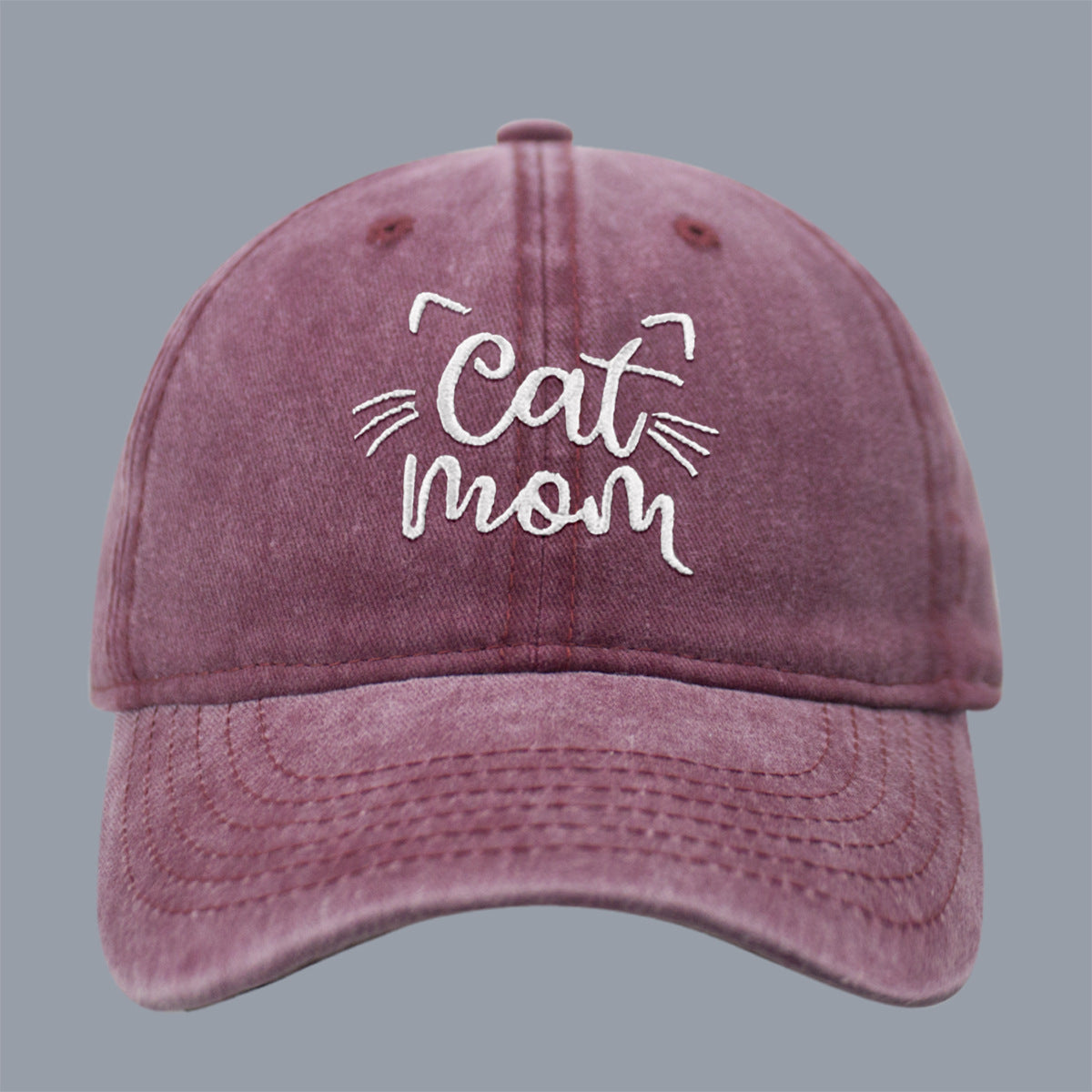 Wholesale New Men's and Women's Letter CAT MOM Embroidered Washed Baseball Cap Outdoor Sports Washed Cotton Sunshade Cap Tide
