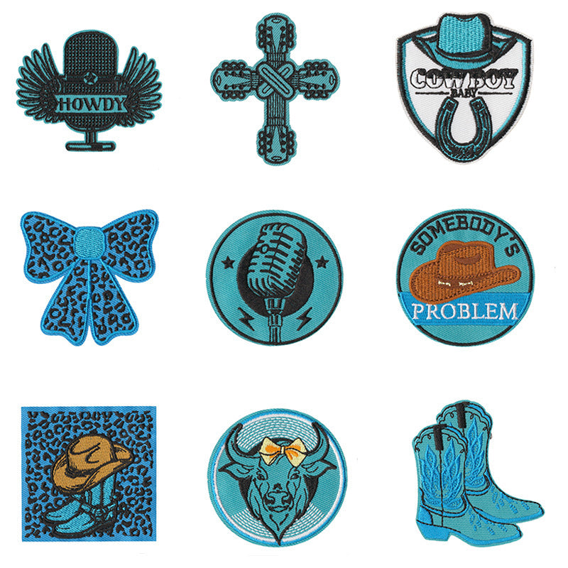 Wholesale Cartoon Cowboy Boot Embroidered Patches Iron On DIY Fashion Accessory For Clothing Gift Boutique Resale