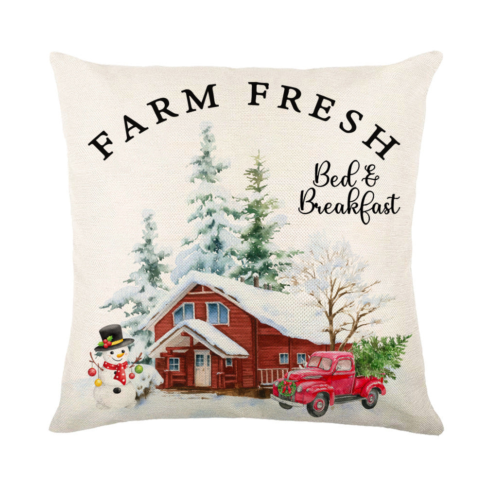 Wholesale Simple Christmas Throw Pillow Cover Letter Decoration Cushion Linen Printing Waist Cushion