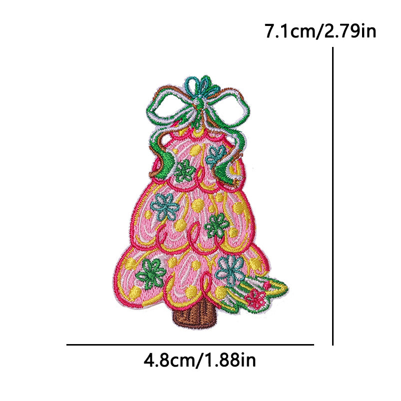 Wholesale Polyester Cartoon Christmas Letter Embroidered Patches For Clothing Hats Phone Cases DIY Decorative Accessory