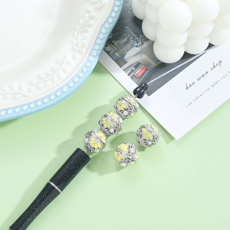 Wholesale antique bamboo leaf handmade accessories silver round beads