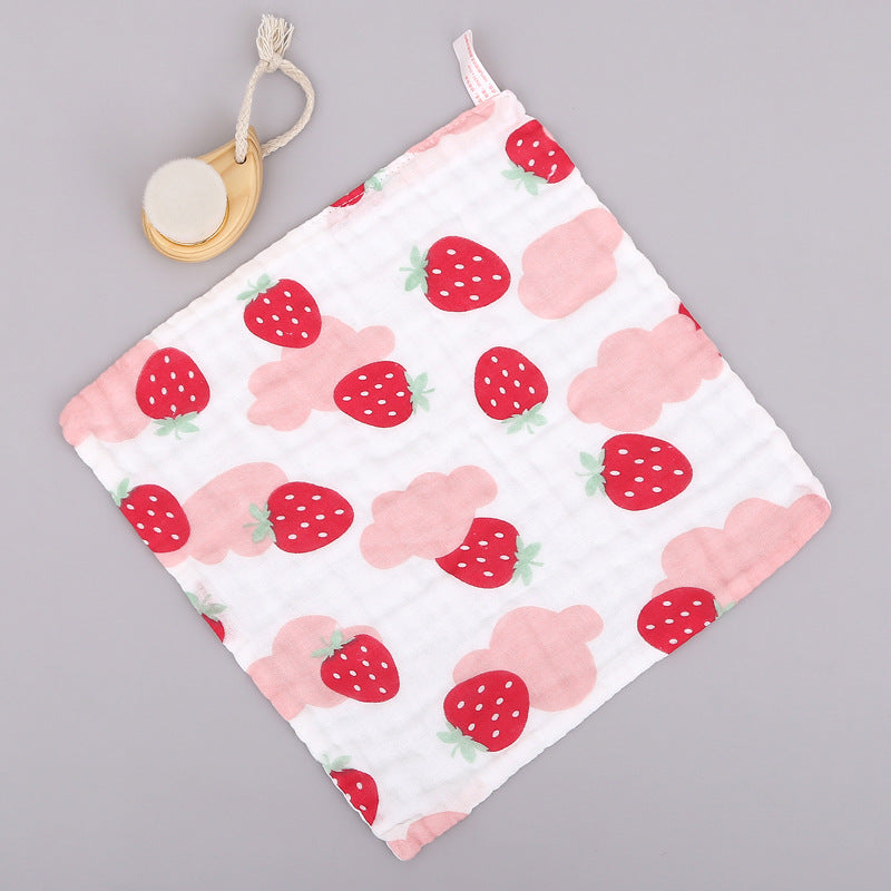 Wholesale Cotton Square Towel Six-Layer Spit Towel High Density Children's Cotton Small Towel Pleated Printed Handkerchief Gauze Wipe Towel