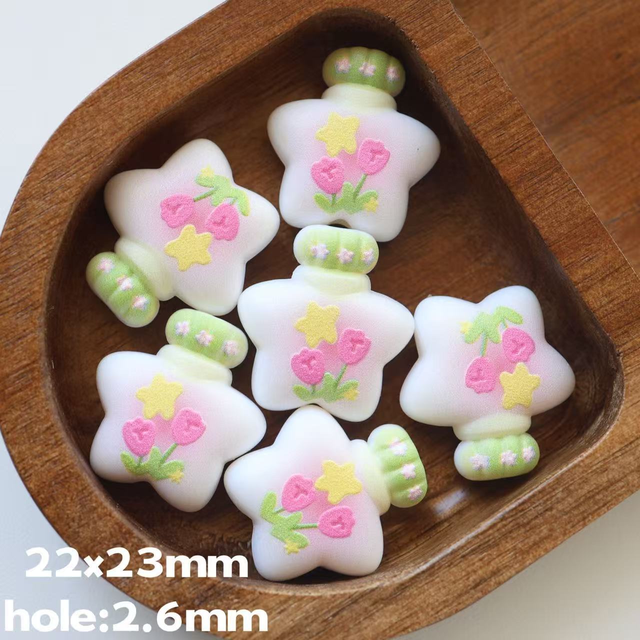 Wholesale 10pcs Wishing bottle embossed printed frosted star bottle DIY beads