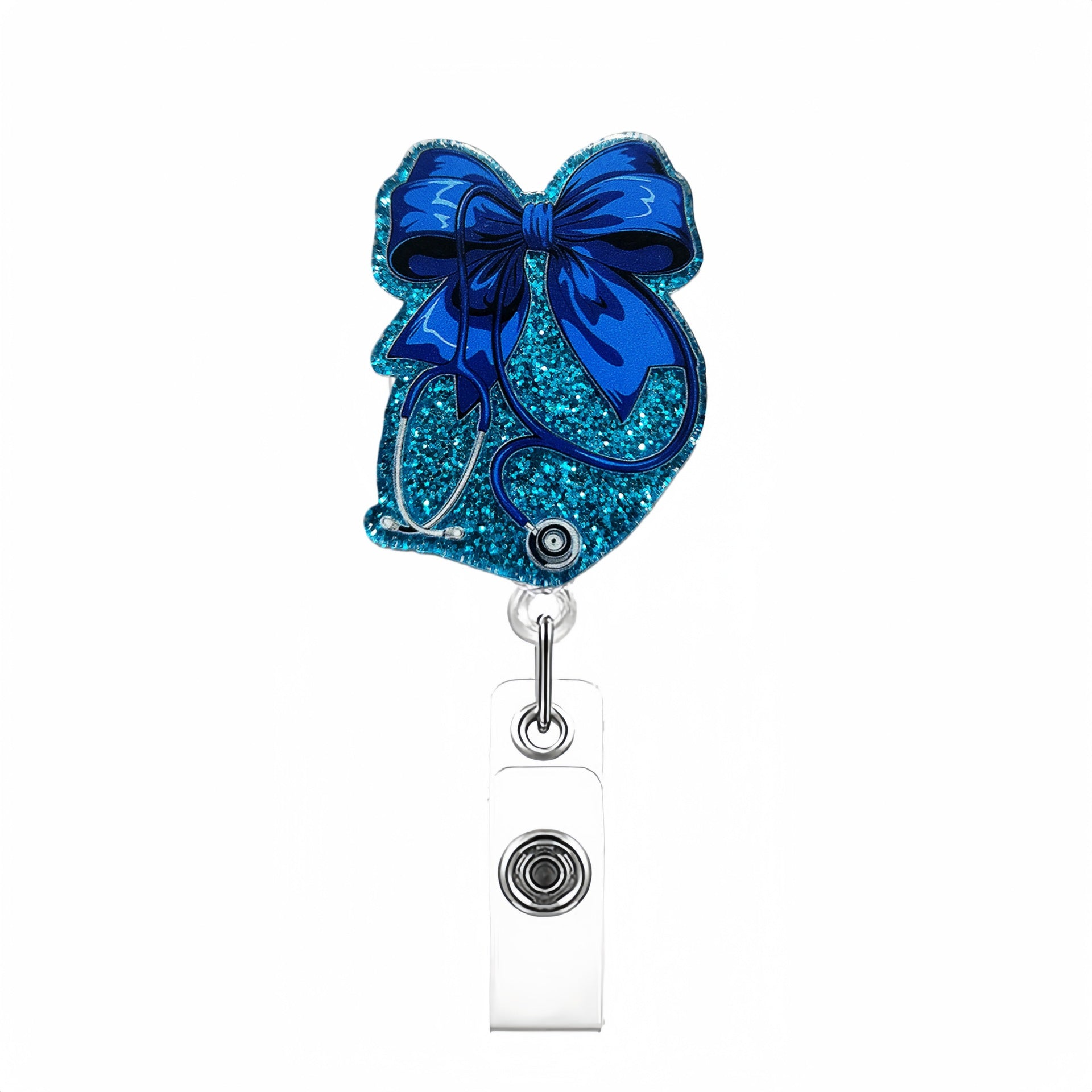 Wholesale acrylic stethoscope bow nurse themed telescopic rotating clip