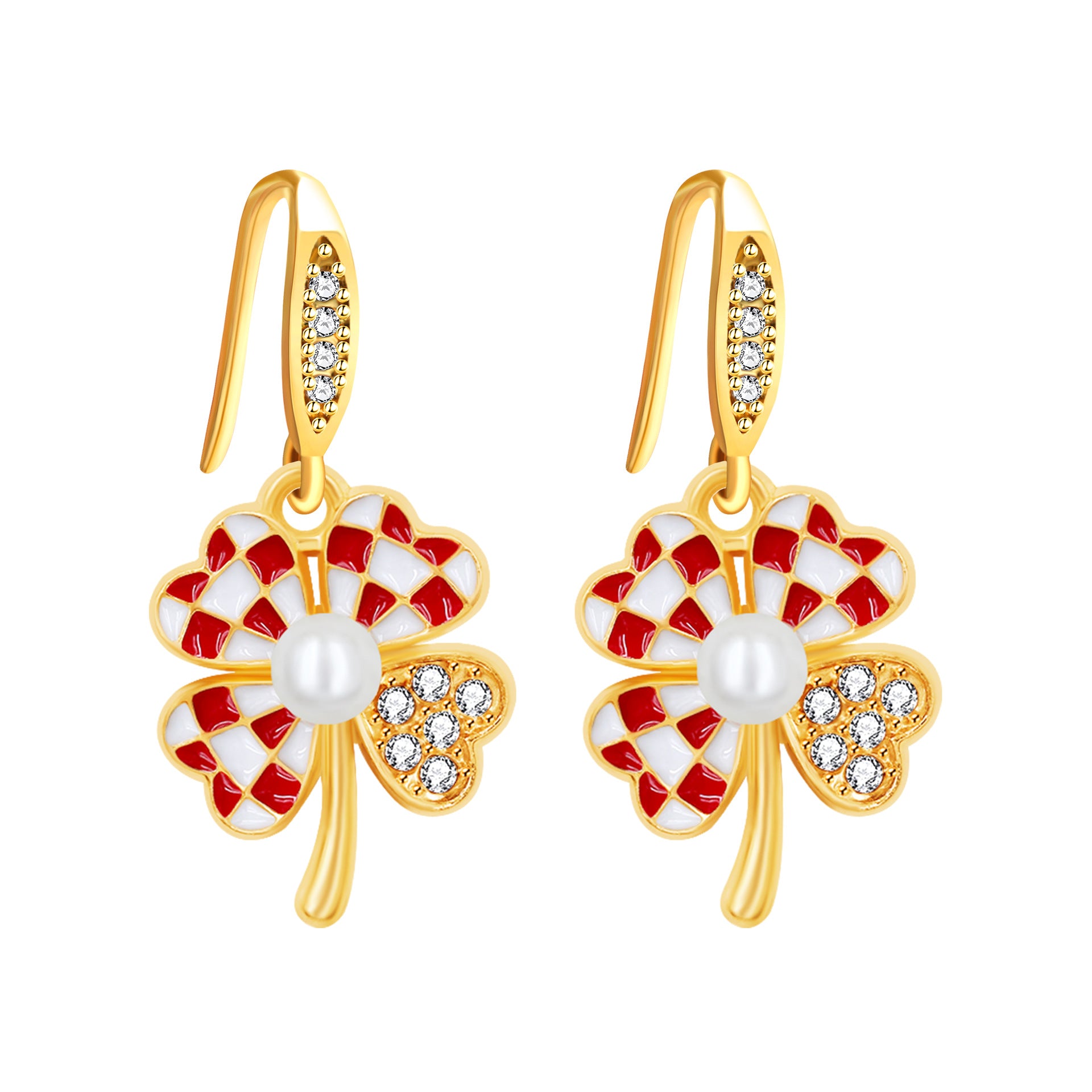 Wholesale St.  Patrick' s Day rainbow hat shamrock four-leaf clover earrings