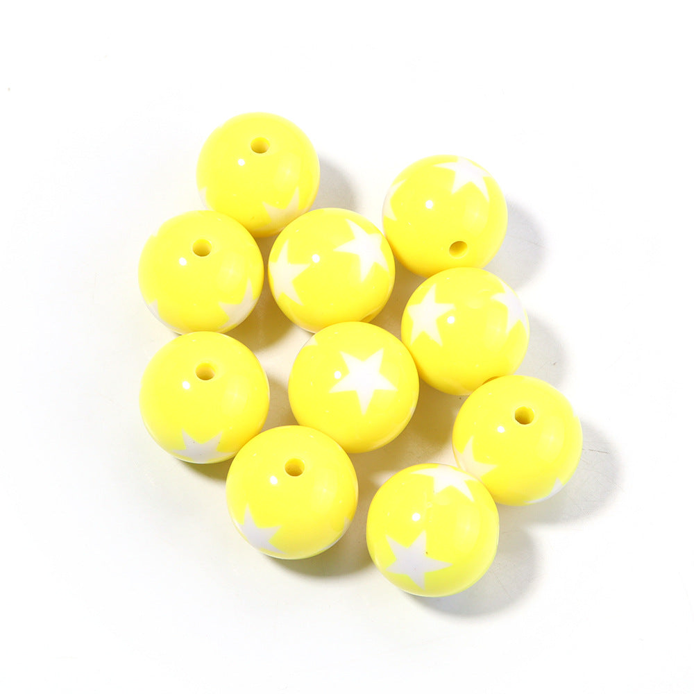 Wholesale 20pcs Painted double-sided heart-shaped pentagram Acrylic Beads