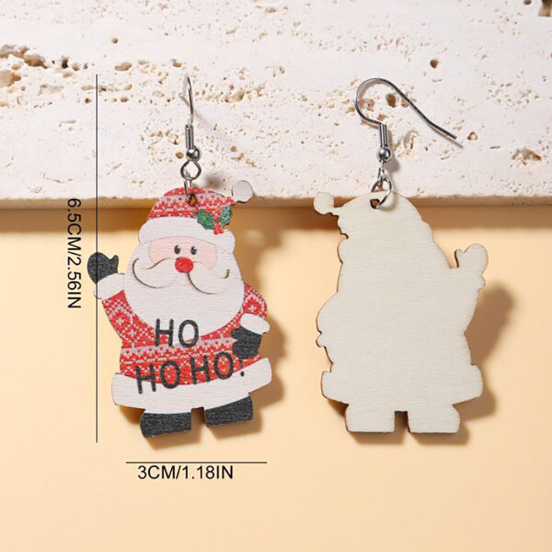 Wholesale Christmas Santa Claus Snowman Earrings Wooden Earrings