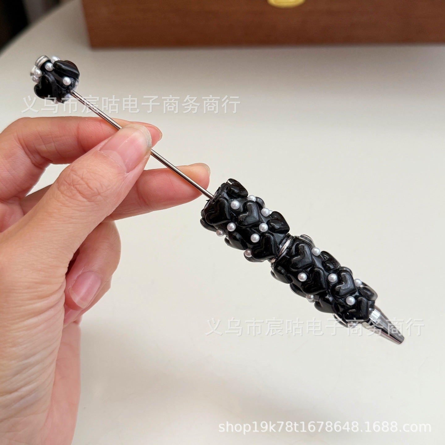 Wholesale 2pcs Heart-shaped Beaded Pen DIY Clay Beadable Pen