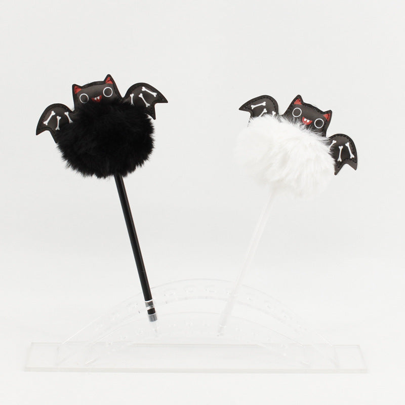 Wholesale Halloween Ghost Festival Bat Skeleton Ghost Witch Hair Ball Plastic Ballpoint Pen