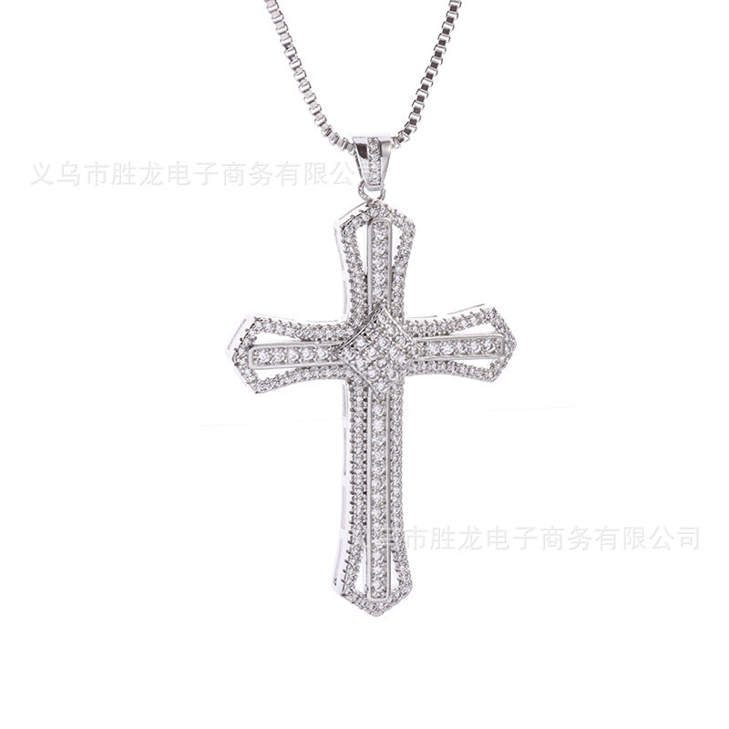Wholesale Cross zircon necklace for men and women