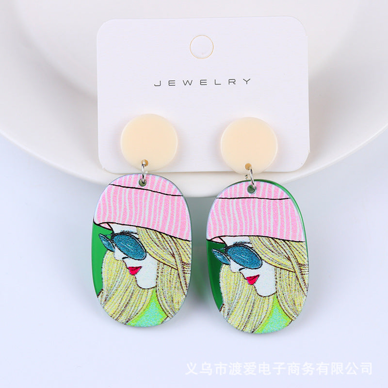Wholesale Beauty Avatar Simple Acrylic Earrings
