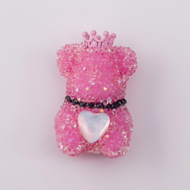 Wholesale Acrylic Full Diamond Sugar Crown Bear Pen Cap Beads