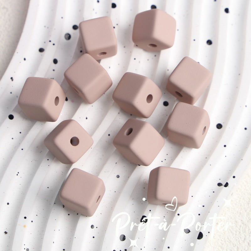 Wholesale 10pcs DIY Square Rubber Beads Macaron Color Square Beads