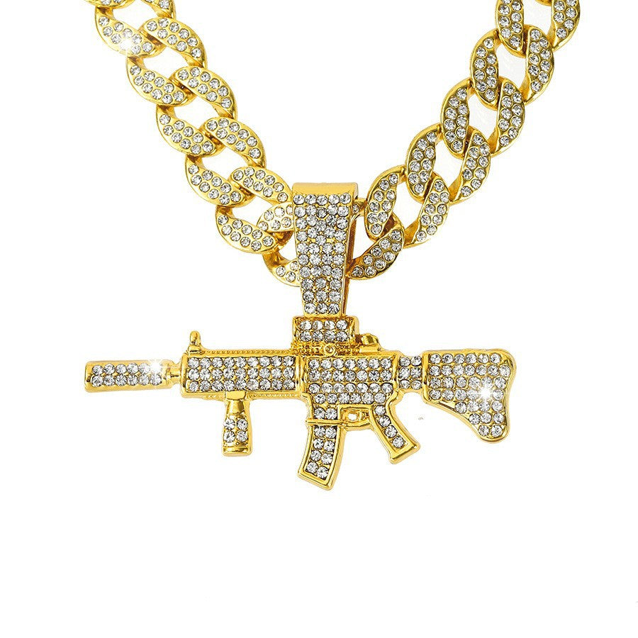 Wholesale Diamond Gun Pendant Alloy Necklace