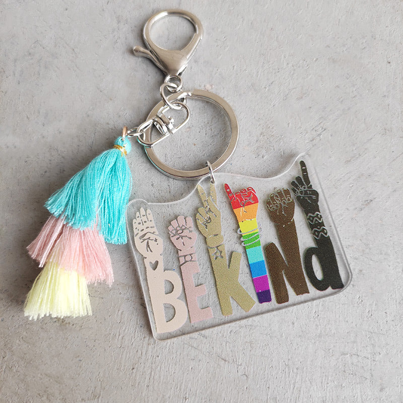 3pcs al por mayor/Packlgbt Rainbow Tassel Plush Keychain