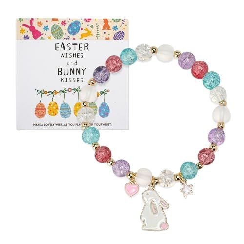 Wholesale Sparkling Crystal Easter Gold Bead Pink Rabbit Bracelet