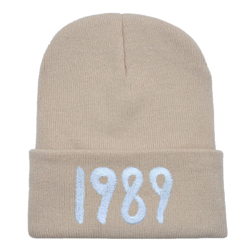 Wholesale Acrylic 1989 Embroidered Knitted Hat Warm Woolen Hat