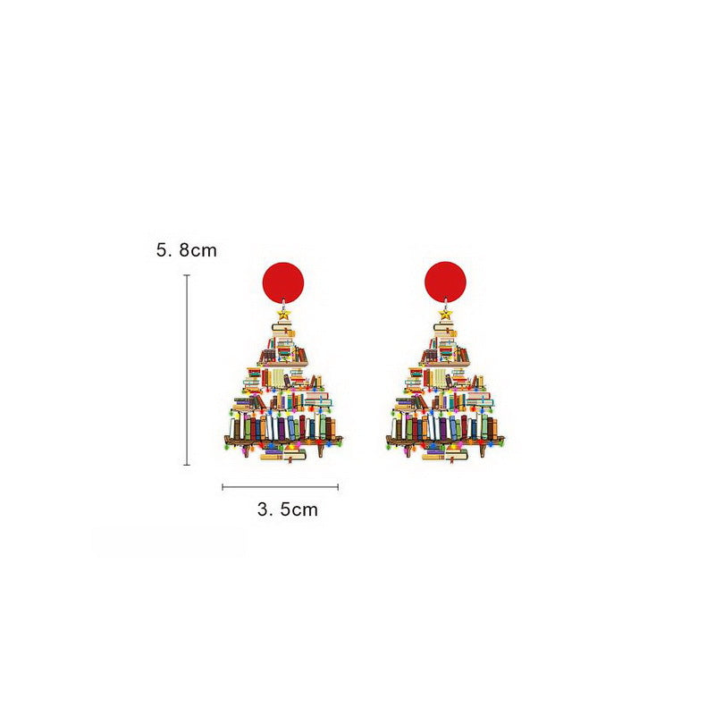 Wholesale Christmas Cow Leopard Print Santa Claus Christmas Tree Bus Truck Snowman Wood Earrings