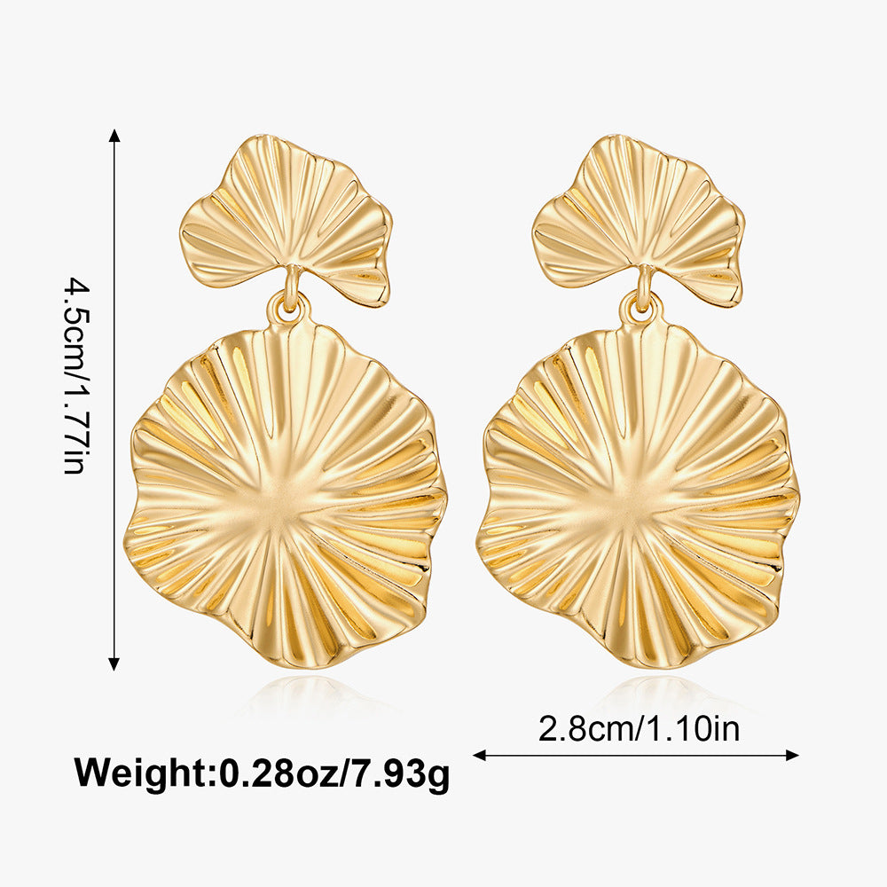 Wholesale Golden Ginkgo Leaf Alloy Leaf Earrings