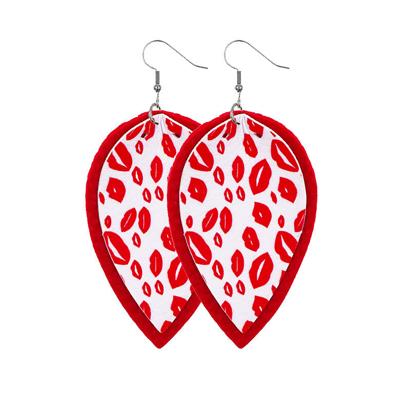 Wholesale In stock wholesale Valentine's Day series suit leather earrings cross-border creative personality love heart leather earrings