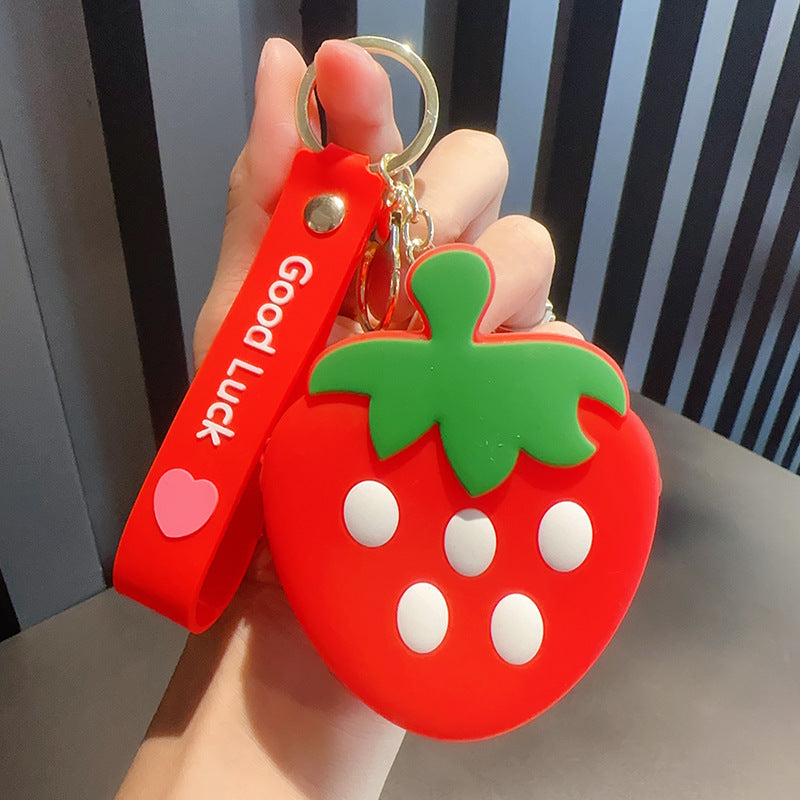 Wholesale Silicone Fruit Apple Coin Purse Keychain