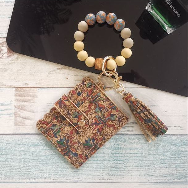 Wholesale Silicone bracelet card holder coin purse printed Keychains