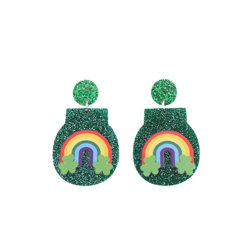 Wholesale St. Patrick's Clover Acrylic Earrings