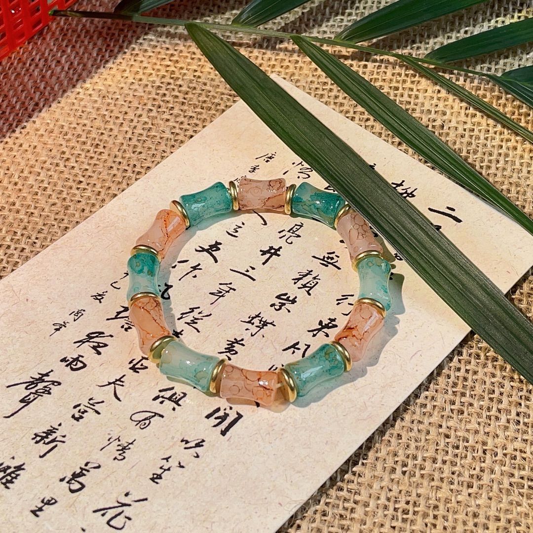 Brazalete de cuerda de cristal de bambú al por mayor