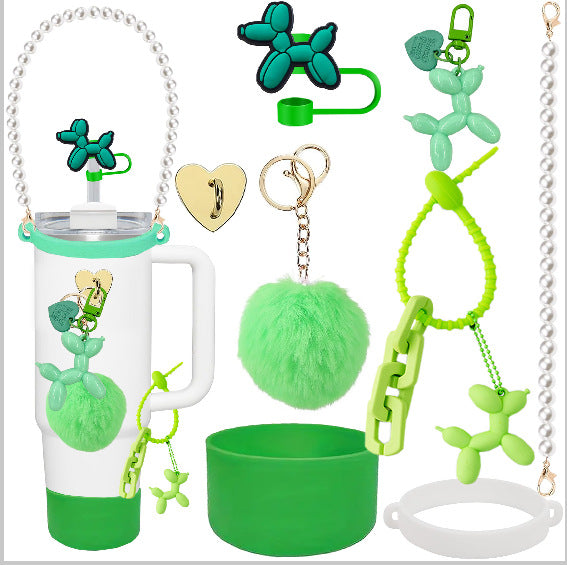 Wholesale Straw hat cup set cup chain colorful begonia flower key chain set