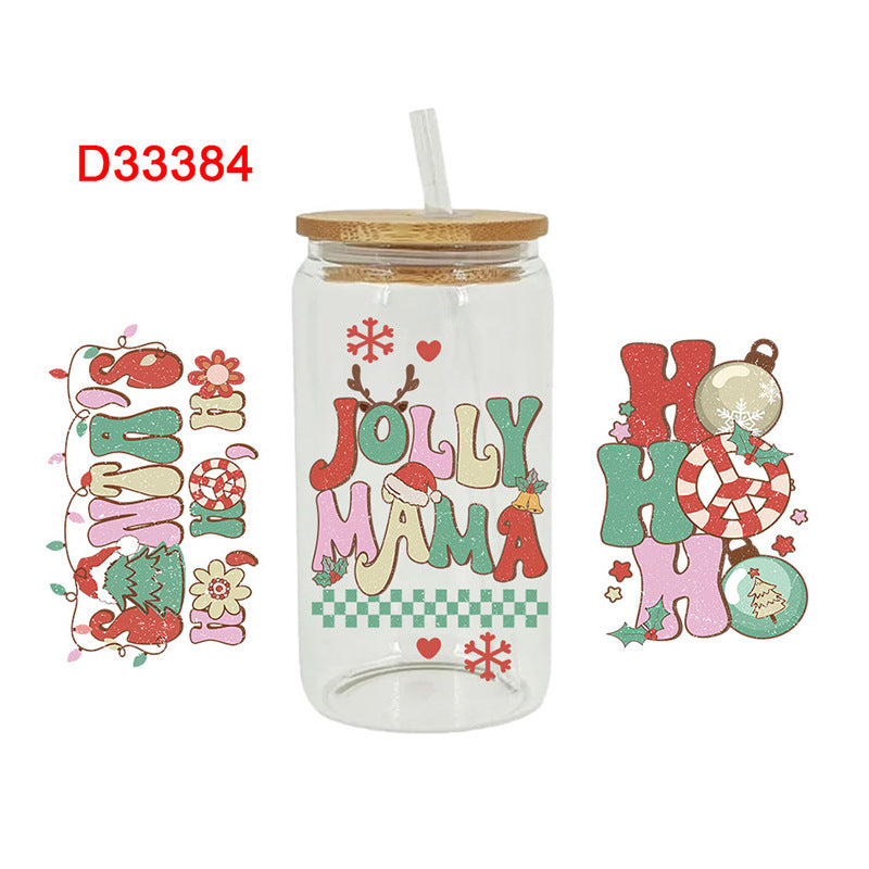 Wholesale Christmas trees of various colors 16oz Cup UV DTF Wraps