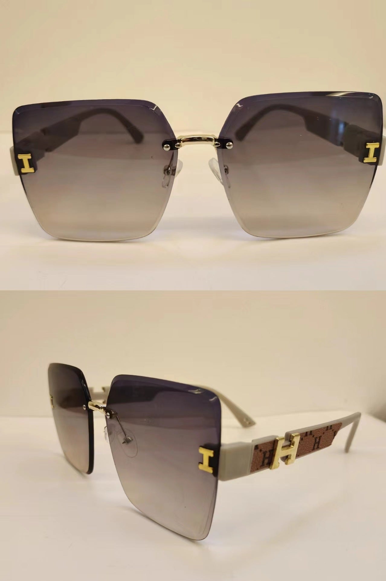 Wholesale Frameless Dual Color Gradient High-end Women's Trendy Driving Sunglasses