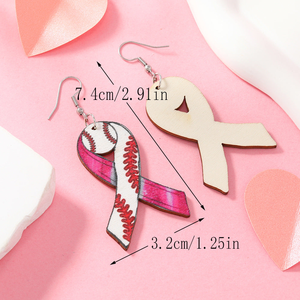 Wholesale Valentine's Day Pink Love Letter Wooden Earrings